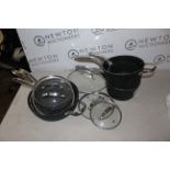 1 STARFRIT THE ROCK 10 PIECE (APPROX) NON-STICK COOKWARE PAN SET RRP Â£149.99 (HEAVILY USED)