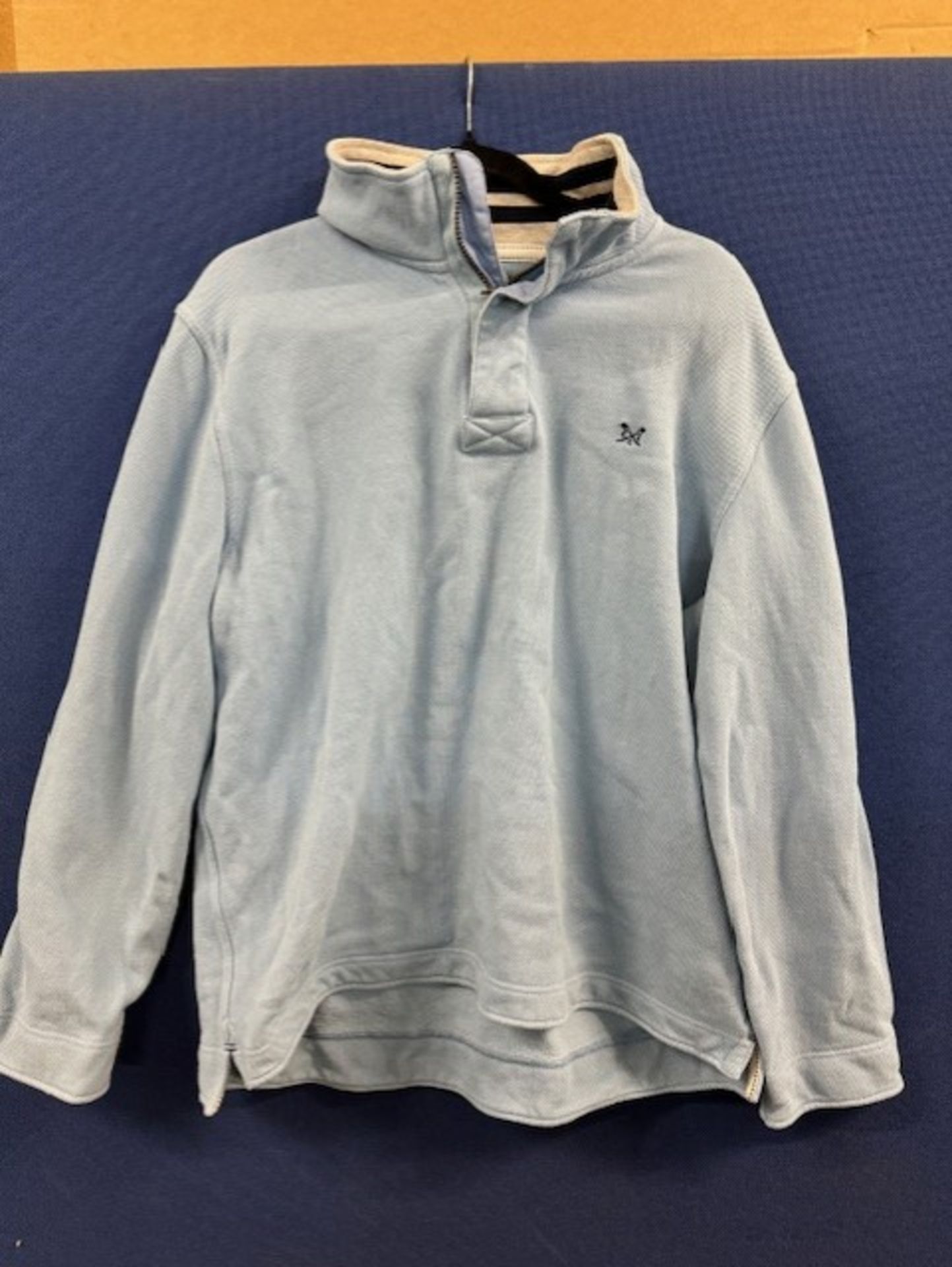 1 MENS CREW CLOTHING 1/4 JUMPER IN SKY BLUE SIZE XXL RRP Â£29