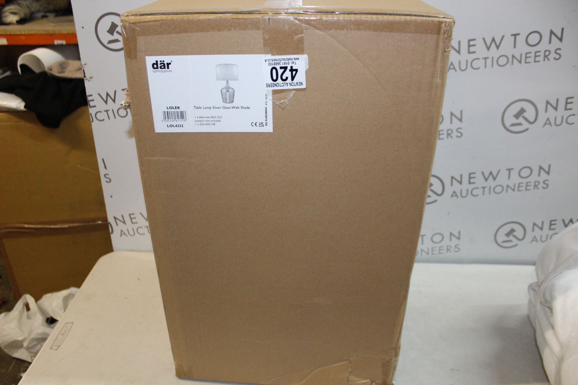 1 BOXED LOLEK SILVER GLASS DUAL LIGHT TABLE LAMP RRP Â£119