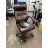 1 CATANIA LEATHER FACED MANAGER HIGH BACK CHAIR RRP Â£249 (RIGHT ARMREST BRACKETS BENT)