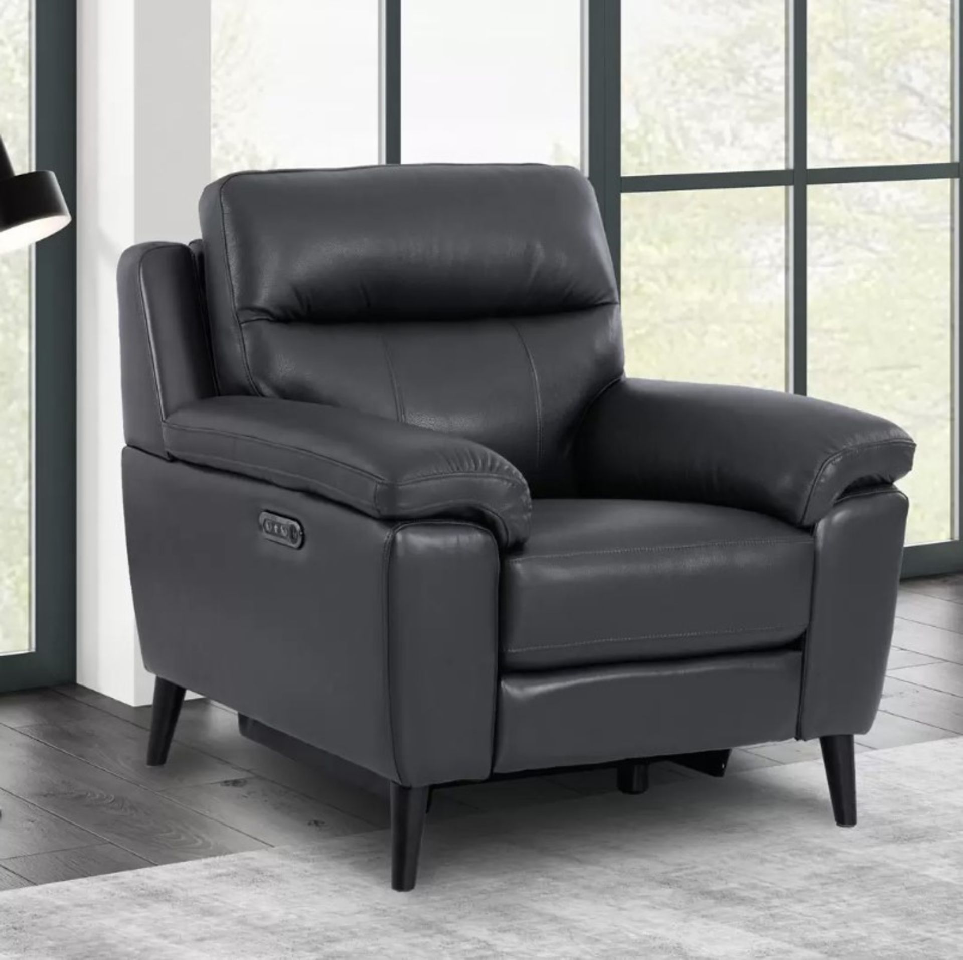 1 GRACE DARK GREY LEATHER POWER RECLINING ARMCHAIR RRP Â£699 (PICTURES FOR ILLUSTRATION PURPOSES