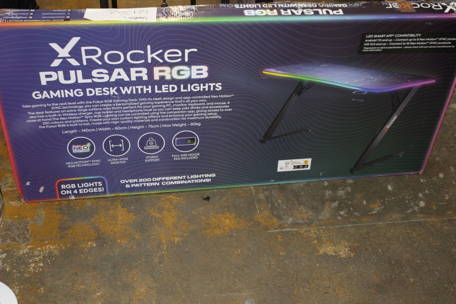 1 BOXED X ROCKER PULSAR RGB GAMING DESK WITH LED LIGHTS RRP Â£129.99