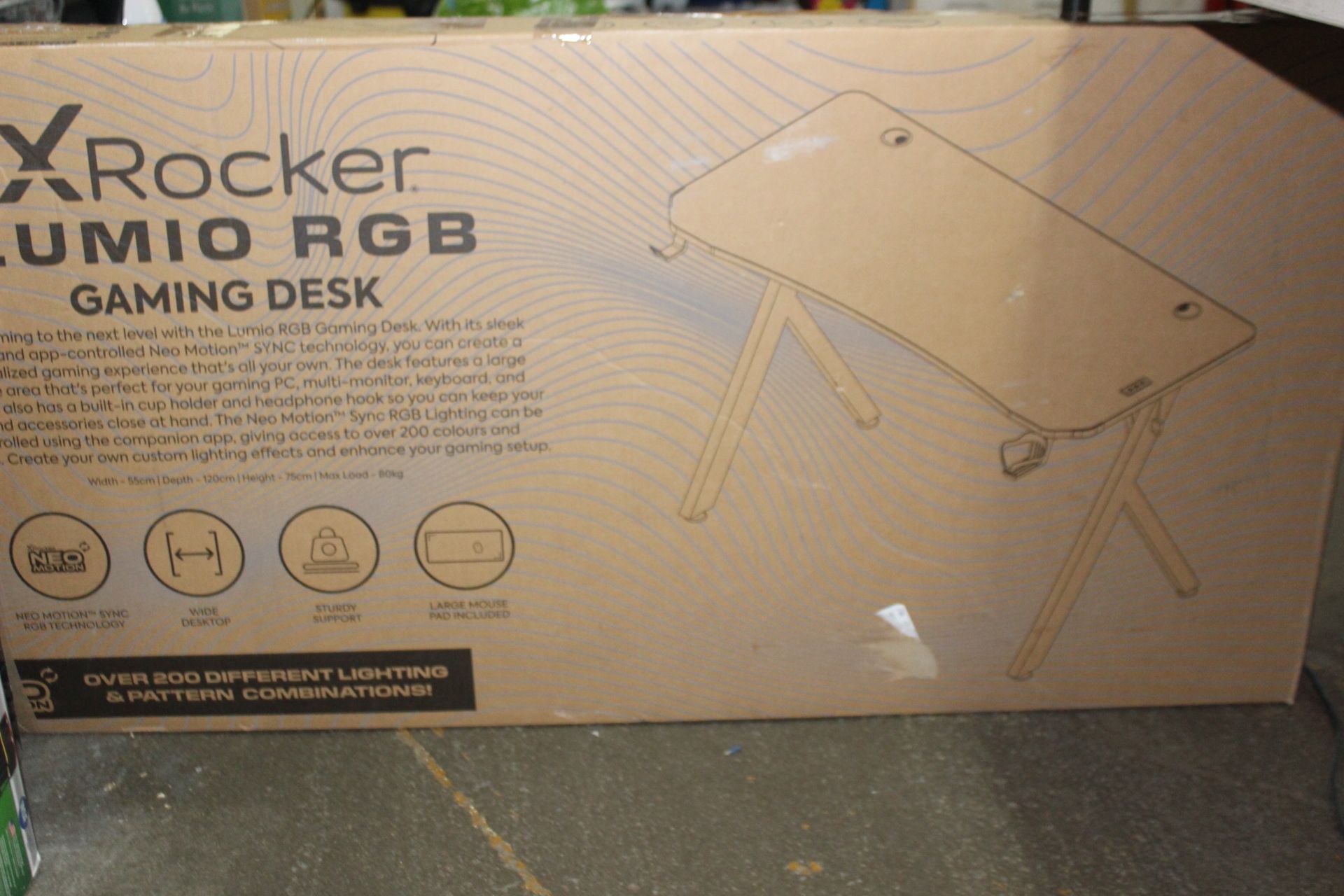 1 BOXED X ROCKER LUMIO RGB GAMING DESK RRP Â£169