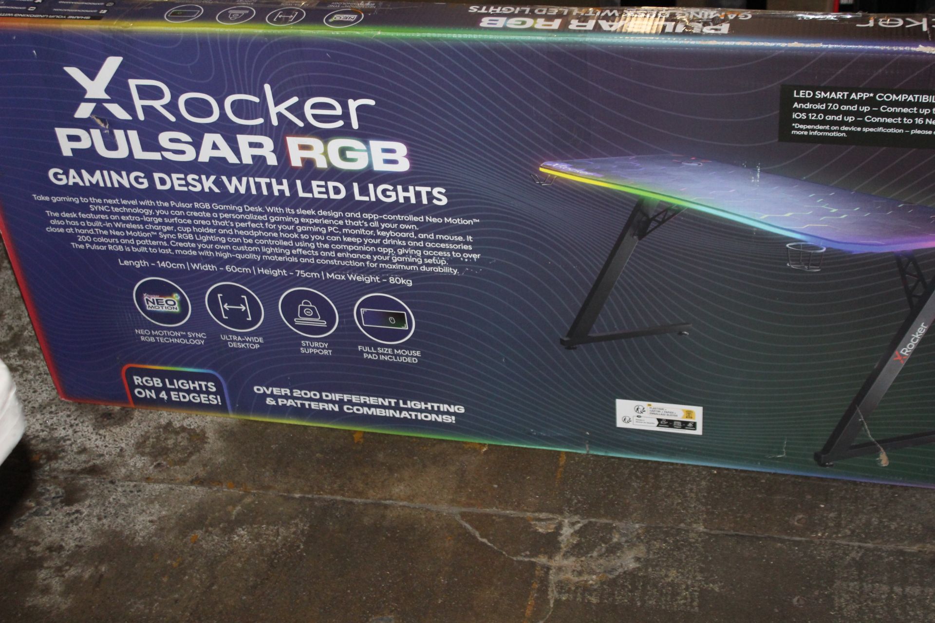 1 BOED X ROCKER PULSAR RGB GAMING DESK WITH LED RRP Â£149