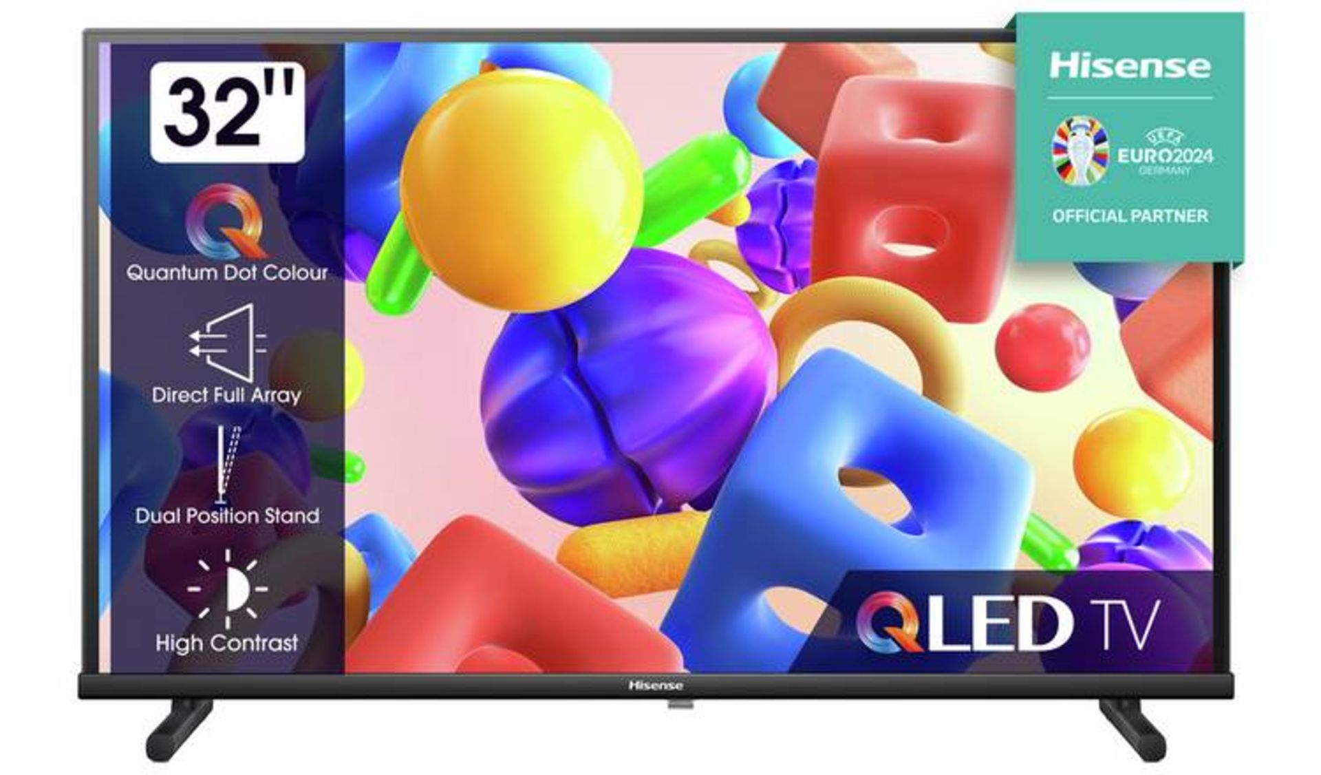 1 BOXED HISENSE 32A5KQTUK 32 INCH FULL HD QLED SMART TV WITH STAND AND REMOTE RRP Â£199 (WORKING)