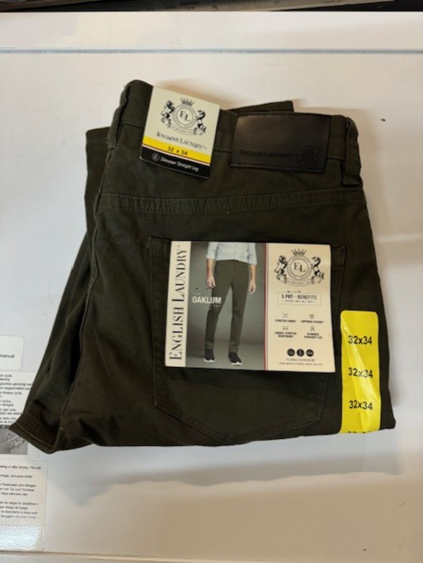 1 BRAND NEW ENGLISH LAUNDRY MIDWAY PANT, TECH STRETCH FABRIC, OLIVE SIZE 32 X 34 RRP Â£24.99