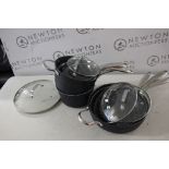 1 STARFRIT THE ROCK 10 PIECE (APPROX) NON-STICK COOKWARE PAN SET RRP Â£149.99 (HEAVILY USED)