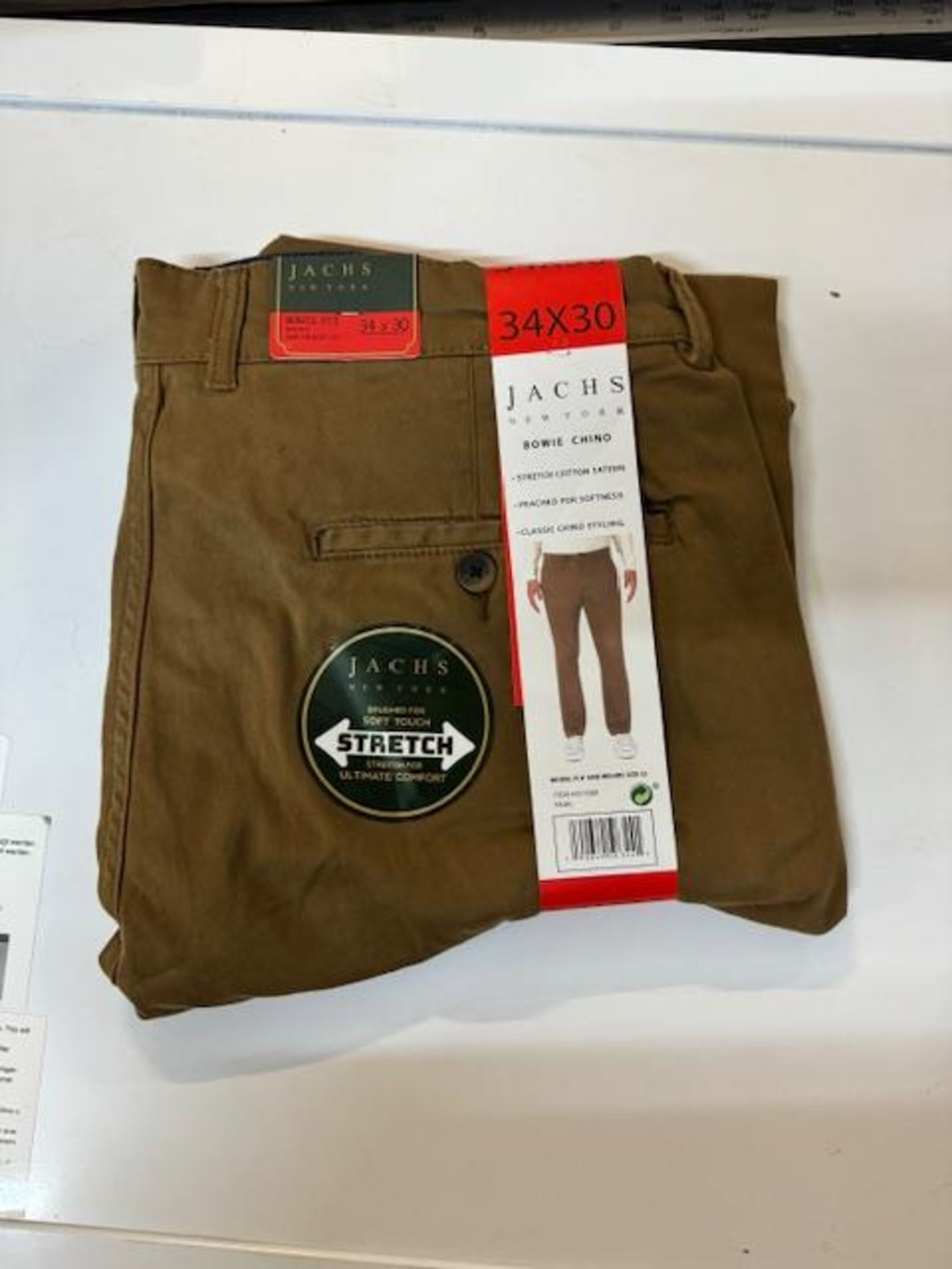 1 BRAND NEW JACHS NEW YORK PANTS, TECH STRETCH FABRIC, BROWN SIZE 34 X 32 RRP Â£24.99