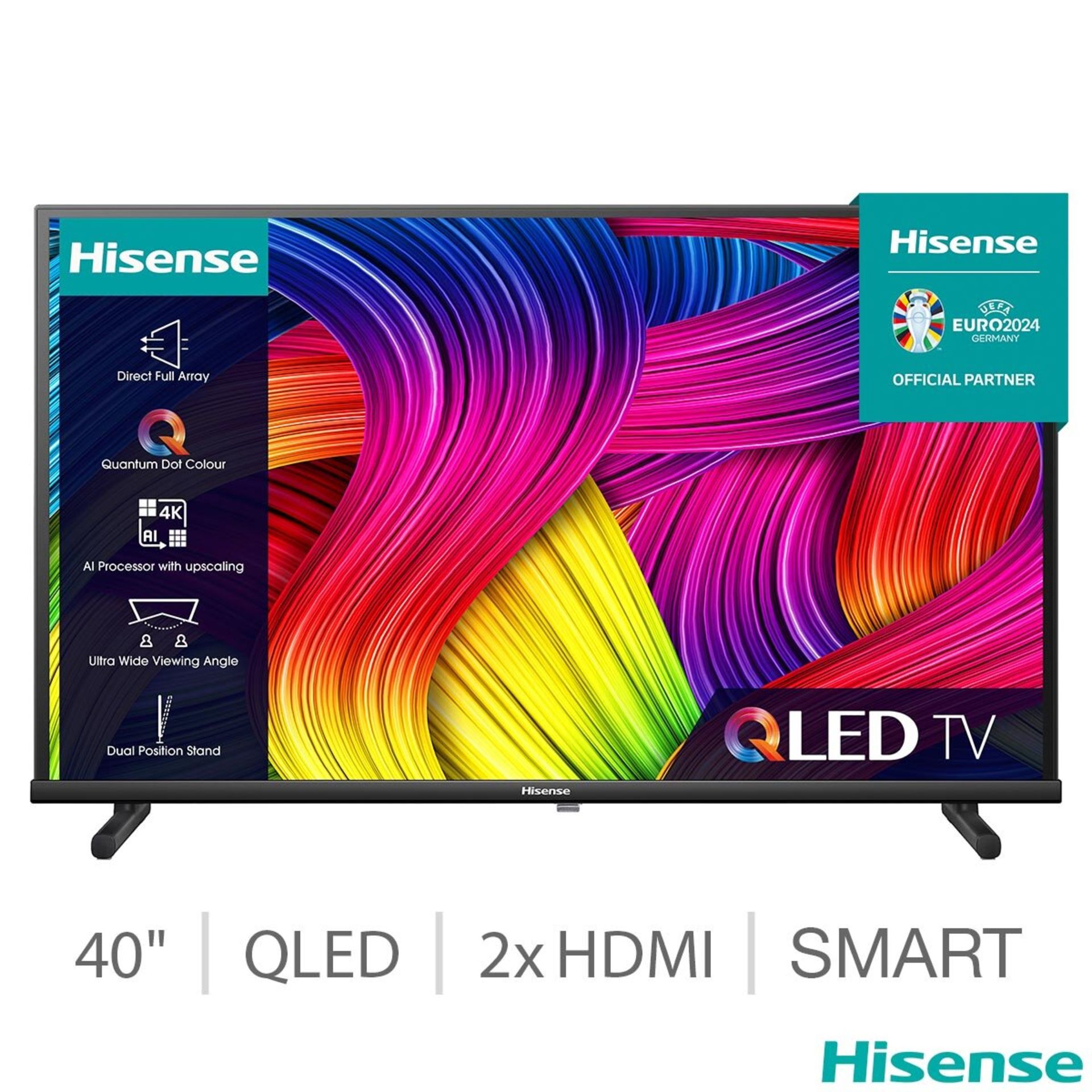 1 HISENSE 40 INCH 40A5KQTUK SMART FULL HD HDR QLED FREEVIEW TV WITH STAND AND REMOTE RRP Â£299 (