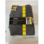 1 BRAND NEW MENS KIRKLAND SIGNATURE MOISTURE WICKING STRETCH PERFOMANCE PANTS IN GRAY SIZE 32X32 RRP