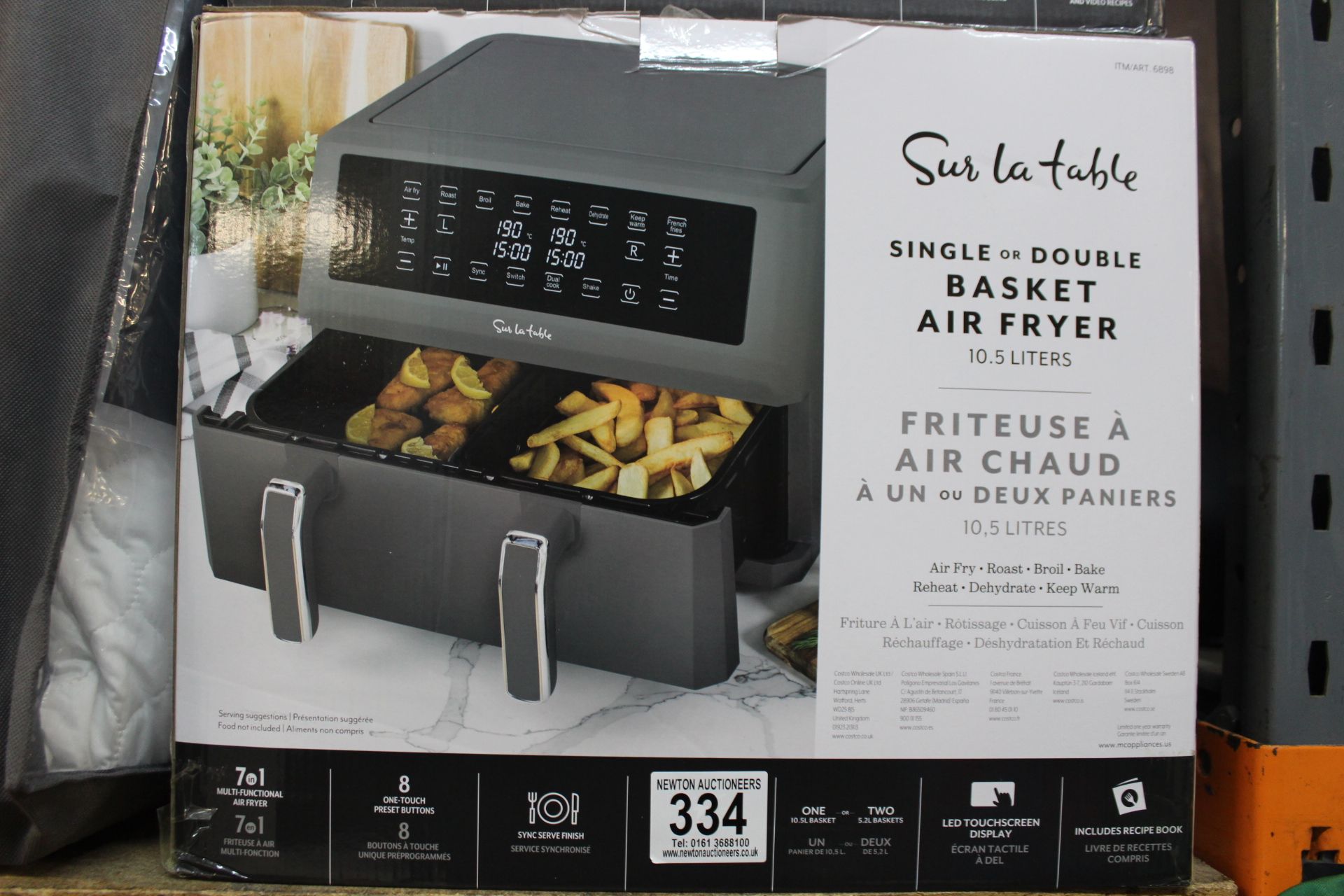 1 BOXED SUR LA TABLE DUAL BASKET AIR FRYER, 10.4L RRP Â£129