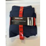 1 BRAND NEW MENS KIRKLAND SIGNATURE MOISTURE WICKING STRETCH PERFOMANCE PANTS IN NAVY SIZE 34X32 RRP