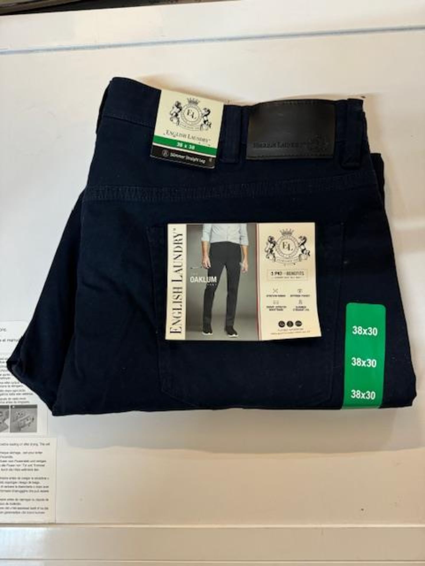 1 BRAND NEW ENGLISH LAUNDRY MIDWAY PANT, TECH STRETCH FABRIC, NAVY SIZE 38 X 30 RRP Â£24.99