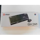 1 BOXED MSI VIGOR GK30 GAMING KEYBOARD AND MOUSE RRP Â£59.99