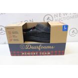 1 BRAND NEW BOXED PAIR OF DEARFOAMS MENS SIZE L MEMORY FOAM SLIPPERS RRP Â£34.99