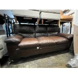 1 BROWN LEATHER 3 SEATER SOFA RRP Â£999