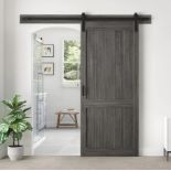 1 BOXED OVE DECORS HOMESTEAD SLIDING INTERIOR BARN DOOR IN CARBON GREY WOOD SIZE 91CM X 213CM RRP