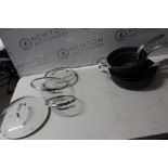 1 STARFRIT THE ROCK 10 PIECE (APPROX) NON-STICK COOKWARE PAN SET RRP Â£149.99 (HEAVILY USED)