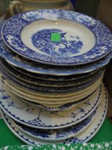 Collection of blue and white ceramic bowls,