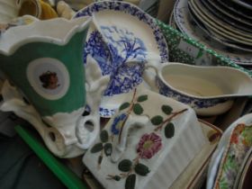 Ceramic gravy boat, blue and white dish,