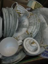 Part dinner service incl plates, bowls, cups and saucers and sugar bowl,