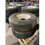 PAIR 385/65R/22.5 SUPER SINGLE RIMS AND TYRES, 8 STUD