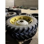 PAIR ALLIANCE A350 TYRES AND RIMS, 8 STUD CENTRE, 320/90/R46