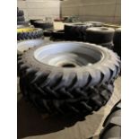 PAIR ALLIANCE A350 HEAY DUTY TYRES AND RIMS, 10 STUD, 13.6/R48, (FIT LIME SPREADER)