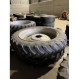 PAIR ALLIANCE A350 TYRES AND RIMS, 8 STUD CENTRES, 13.6/R48