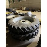 PAIR ALLIANCE 1350 TYRES AND RIMS, 8 STUD CENTRES, 13.6/R48