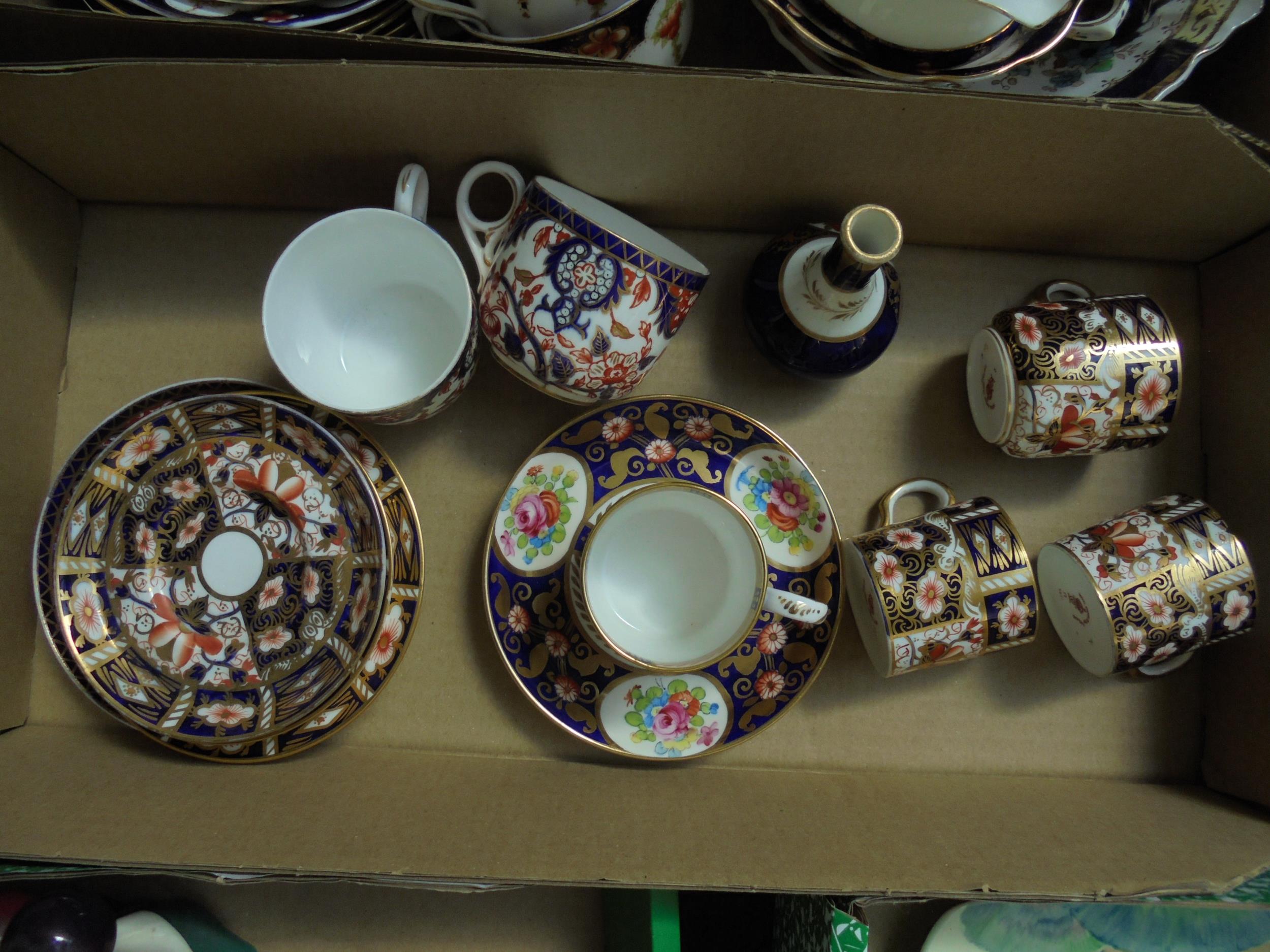 Small collection of early Royal Crown Derby various tea cups and coffee cans (1 damaged) small vase,