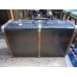 Large mock crocodile skin suitcase of vintage era