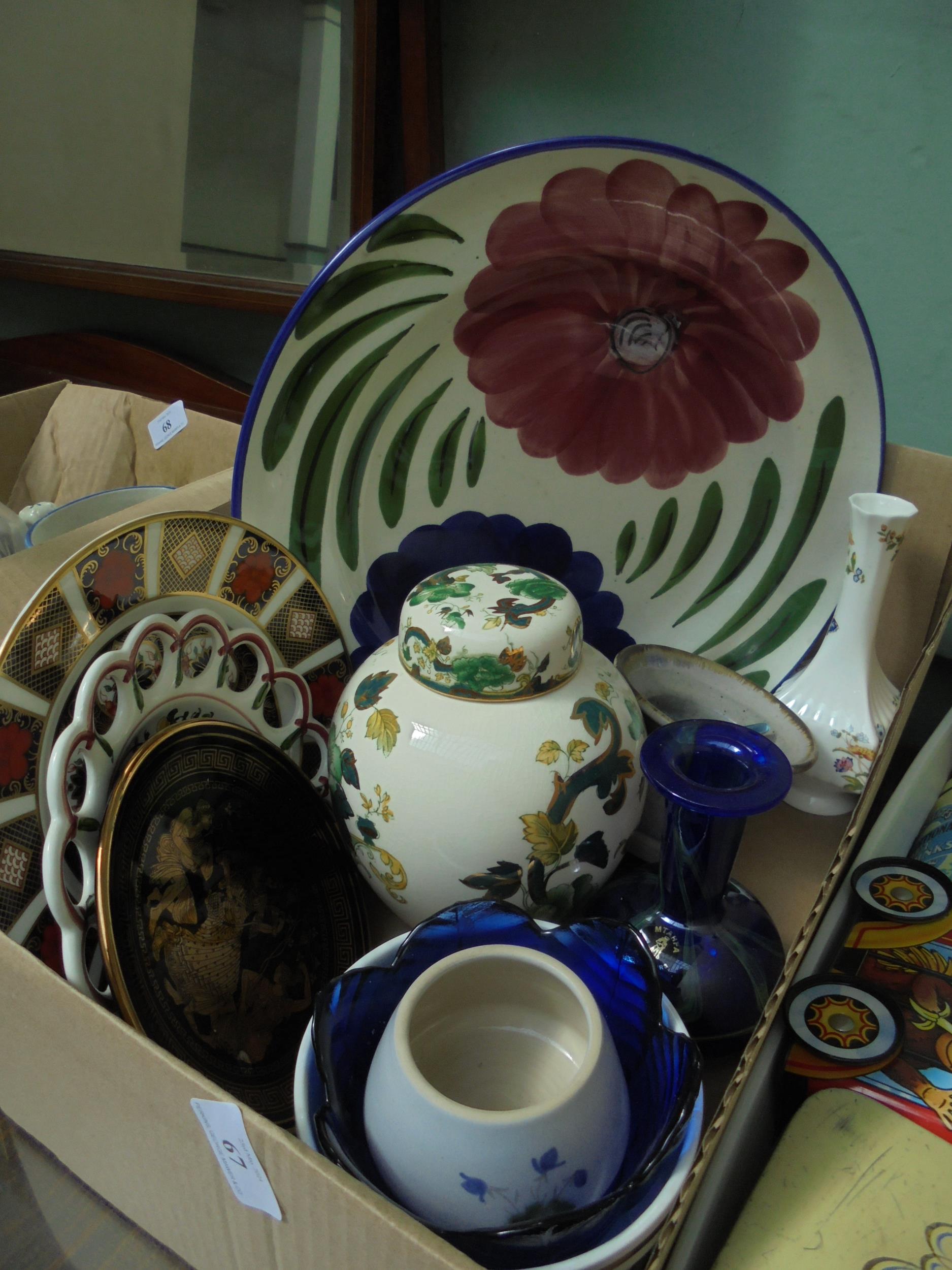 Mixed lot of glass and china including Royal Crown Derby plate,