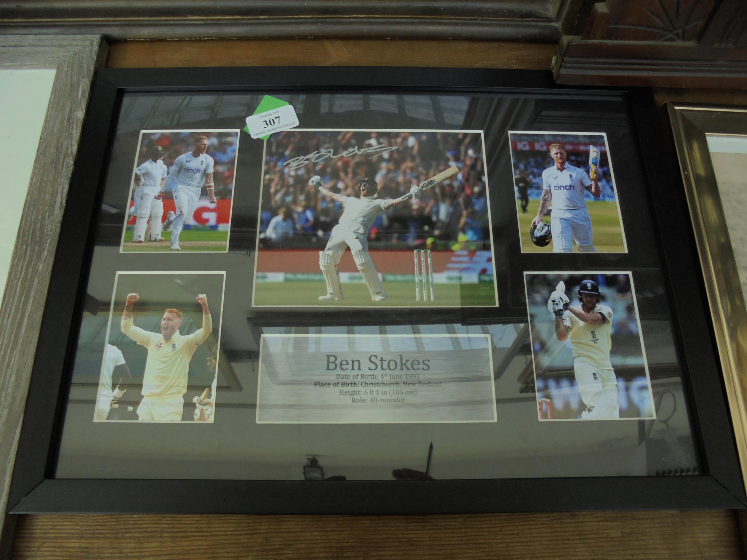 Variety of framed photographs of Ben Stokes with signature