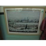 Large framed Lowry print, The Tate Gallery,