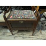 Vintage piano stool with padded seat,