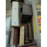 Collection of books including 2 Holy Bibles with metal clasps,