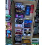 Collection of small diecast American cars and related perspex stands