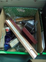 Mixed lot including old medical thermometers glassware,