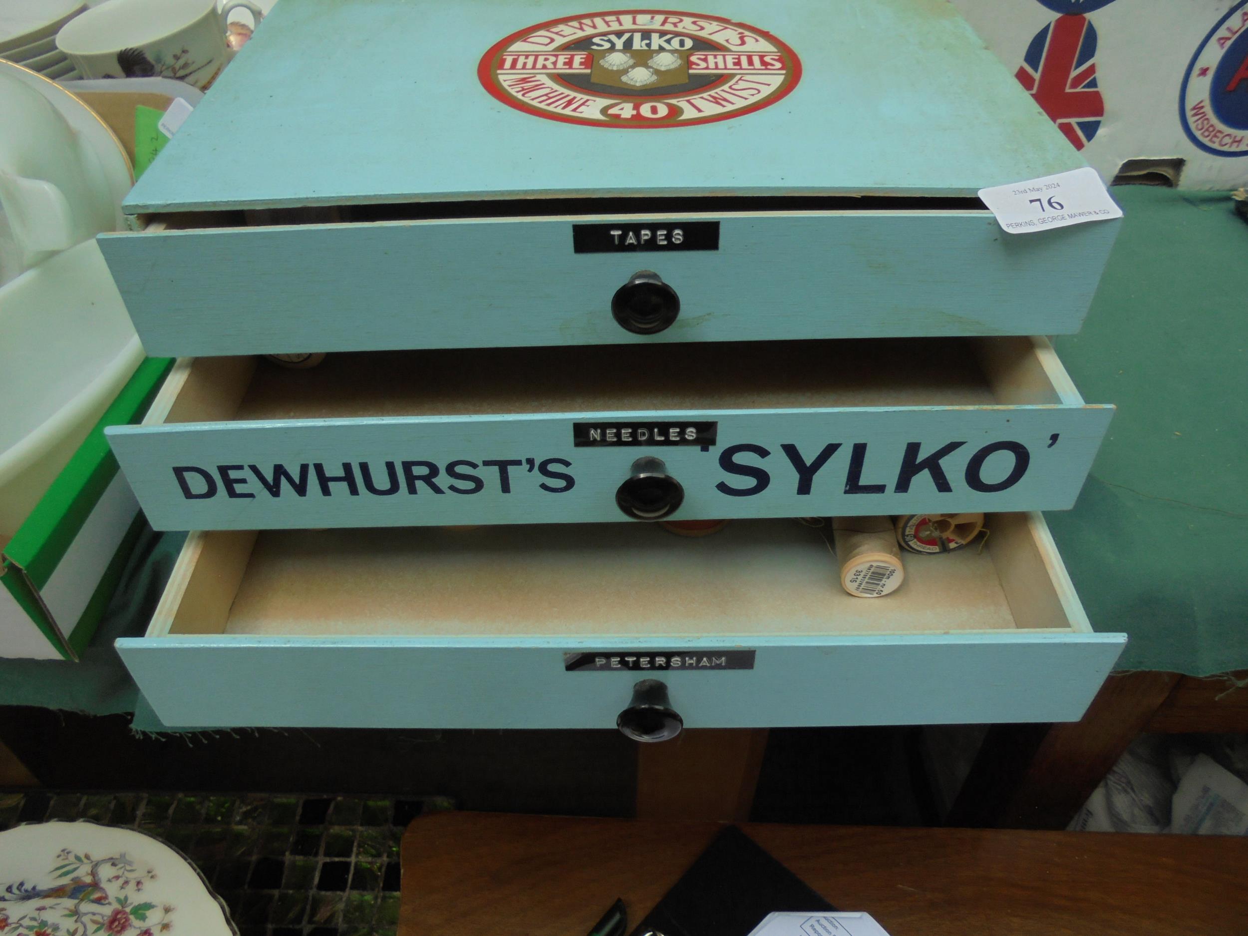 Interesting Dewhurst Sylco advertising box with 3 drawers - Image 2 of 2