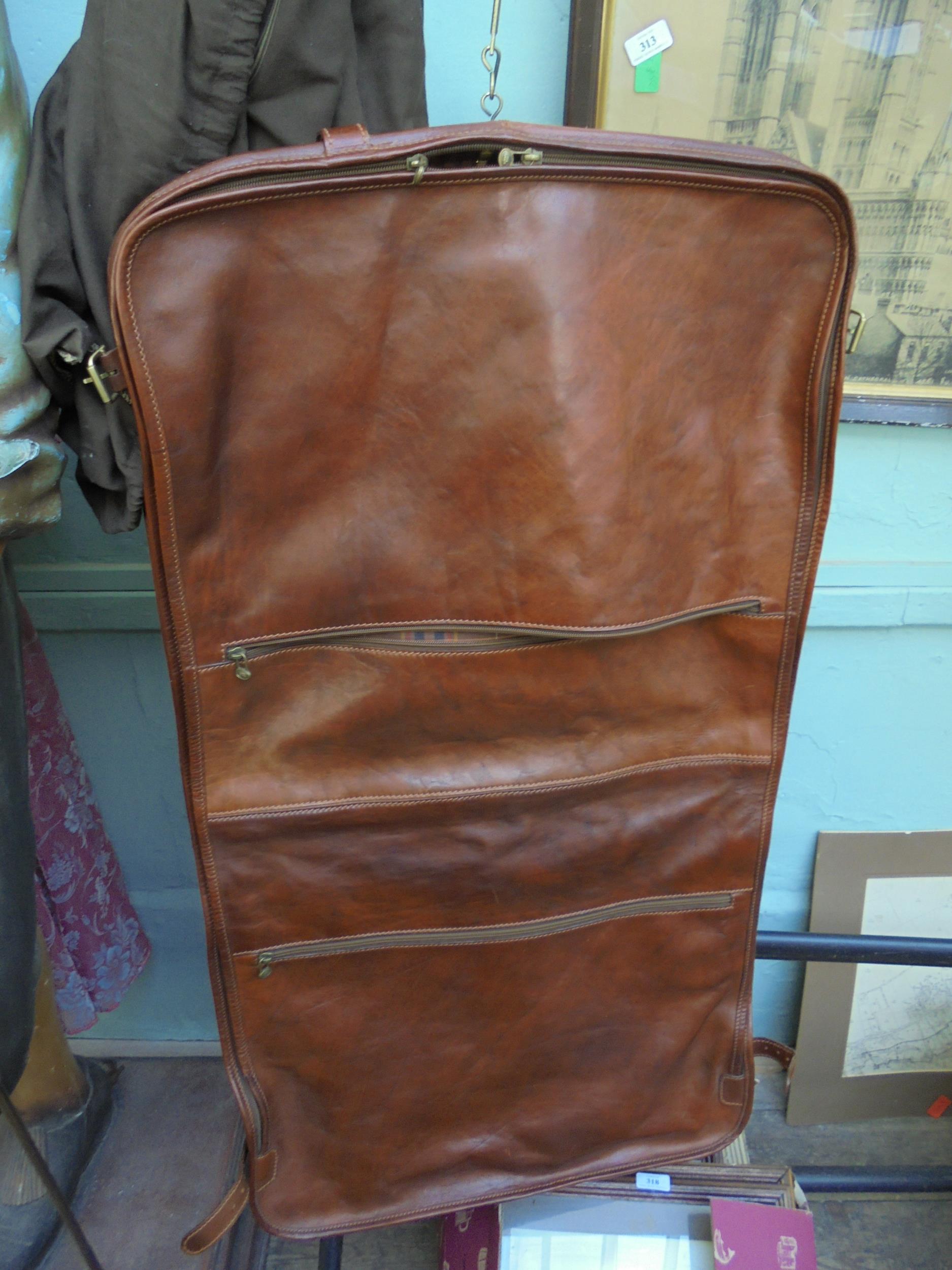 Fantastic leather gentleman's suitcase entitled "The Bridge" in original and good condition cover