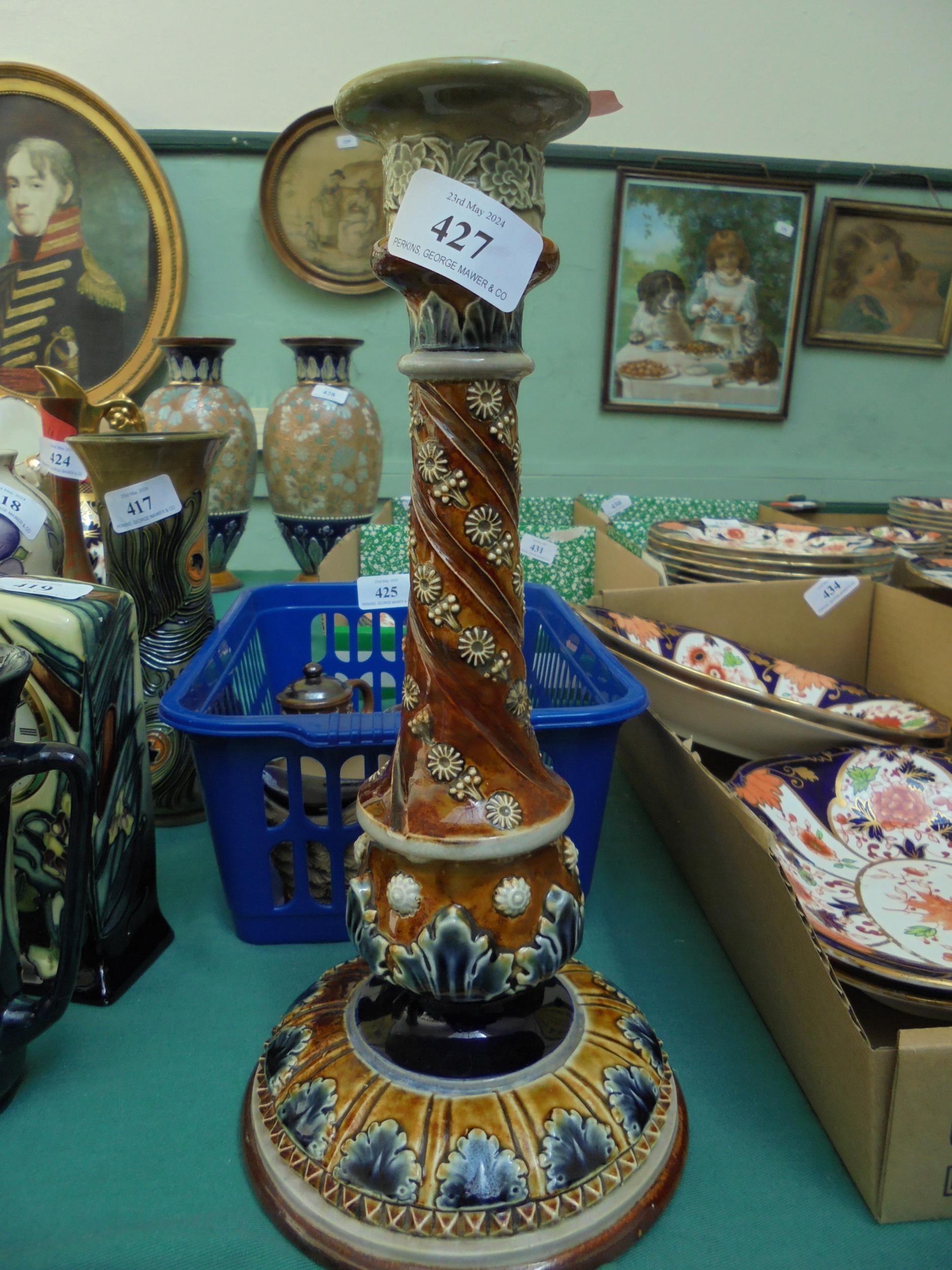 Large Doulton Lambeth candlestick