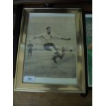 Framed signed newspaper photograph of Nat Lofthouse