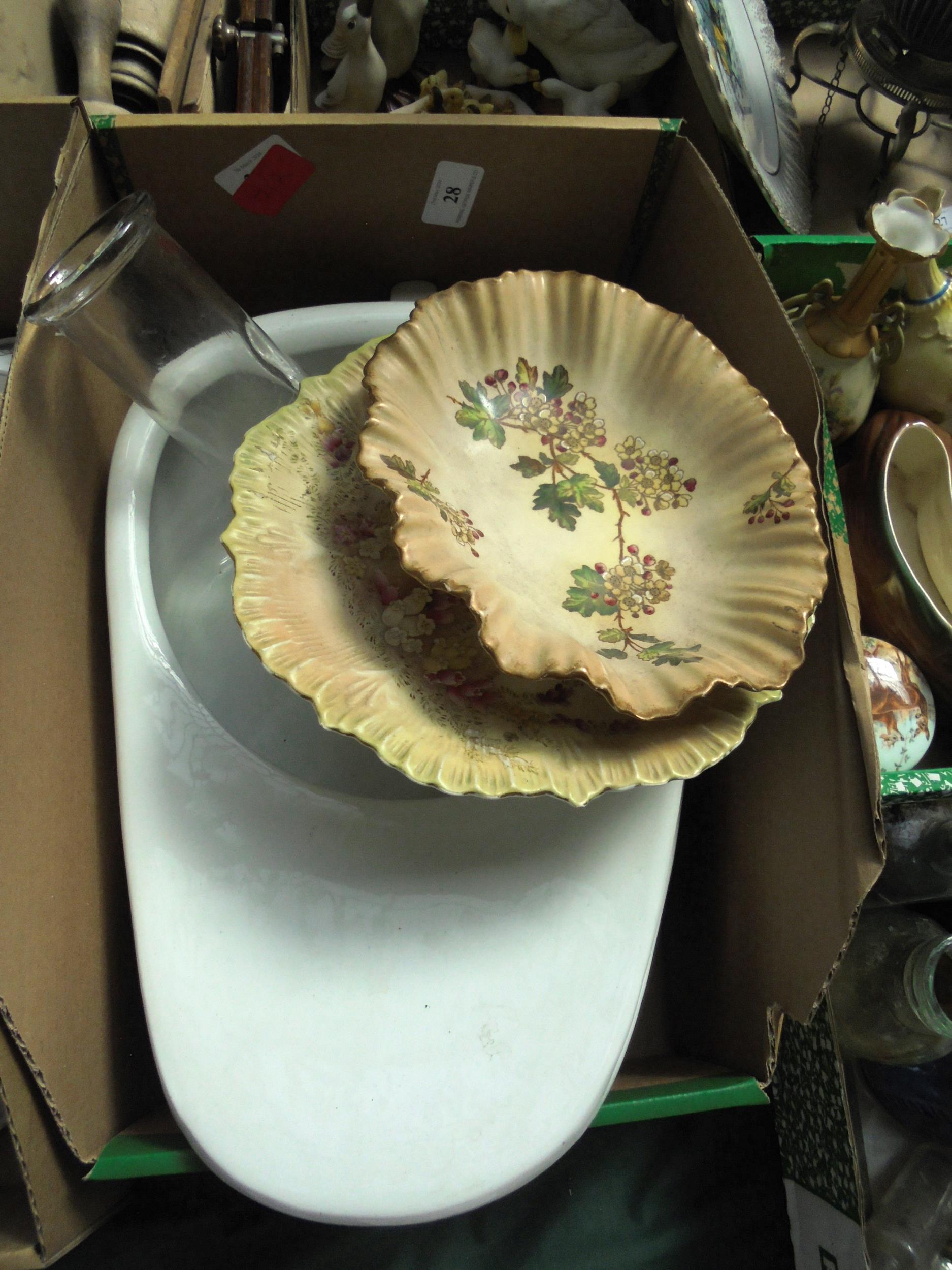 2 toilet bowls and 2 pottery cake stands