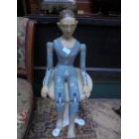 Vintage wooden painted mannequin with moveable limbs,