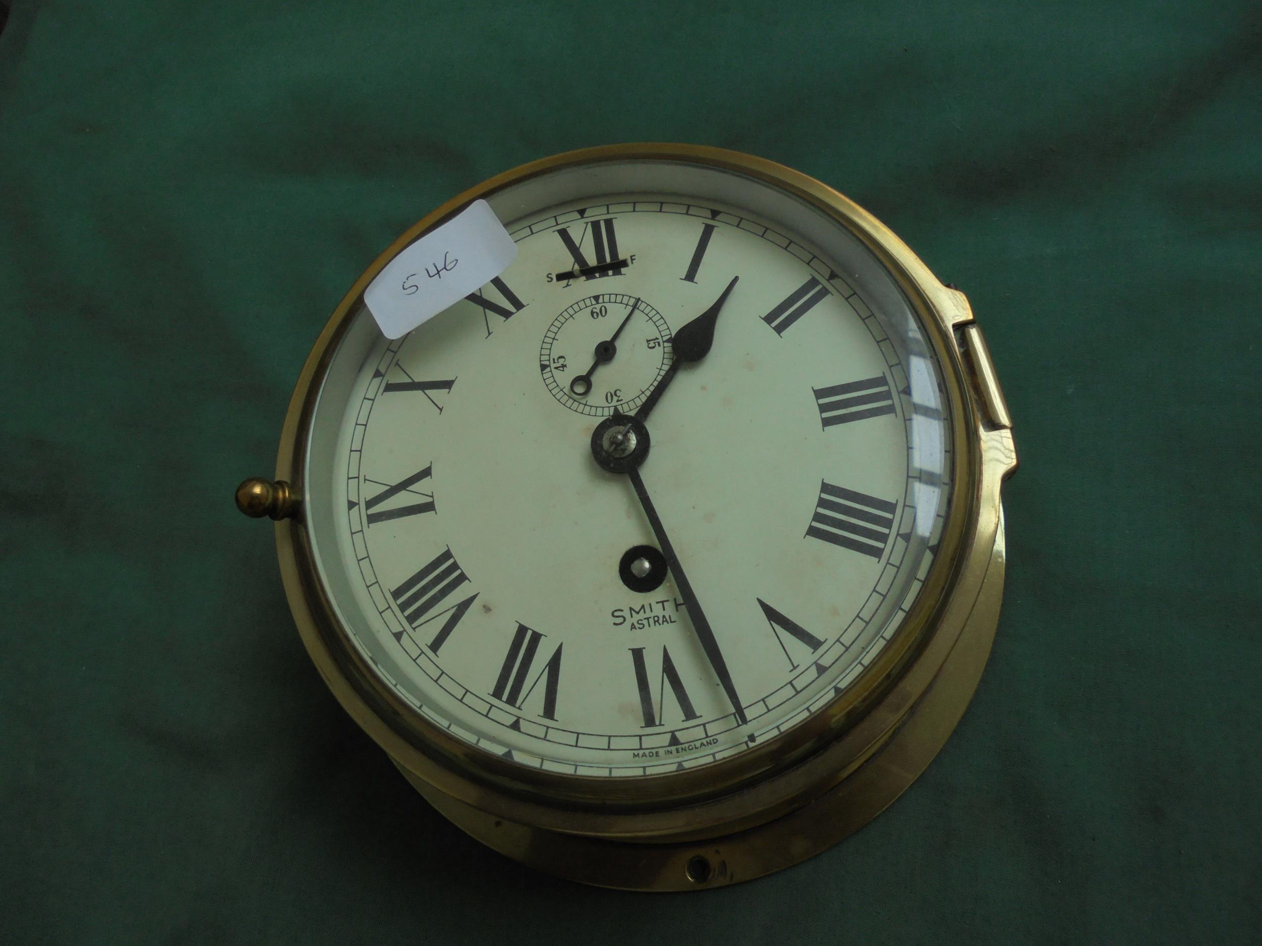 Bulk head clock in brass by Smith Astral