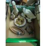 3 Duck ornaments together with Wade pottery trinket dish and tortoise with lid