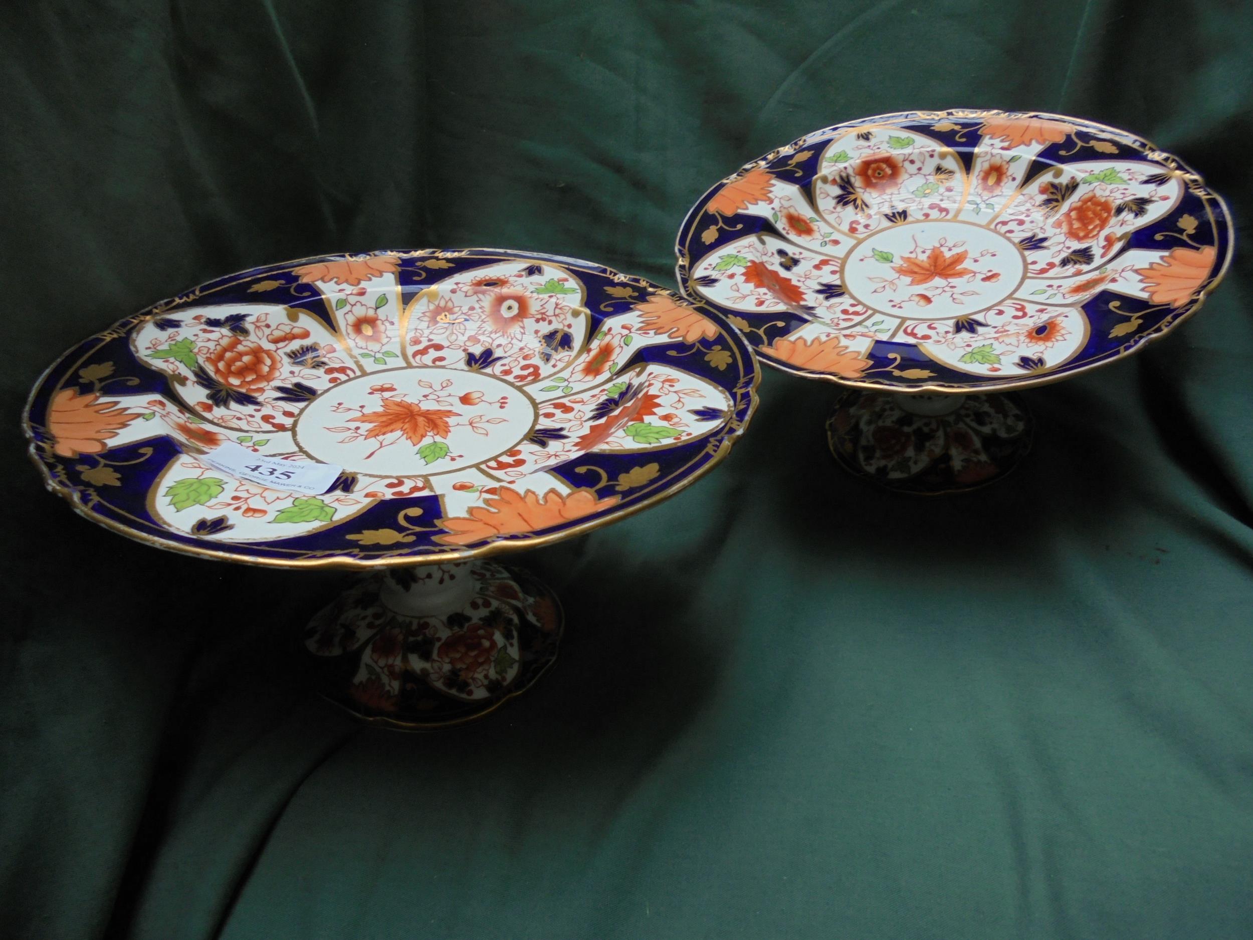 Pair of early Royal Crown Derby cake stands IMARI #6041 1910/11