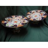 Pair of early Royal Crown Derby cake stands IMARI #6041 1910/11