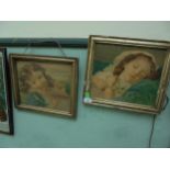 Old framed prints of young girls,